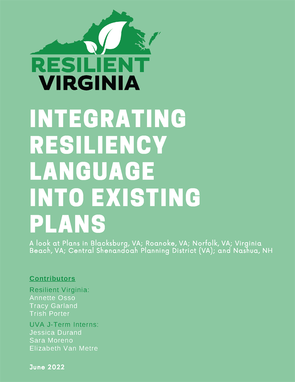 Integrating Resiliency Language into Existing Plans